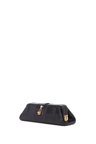 Black Snakeskin Paola Clutch - Side Angle | Gabriela Hearst