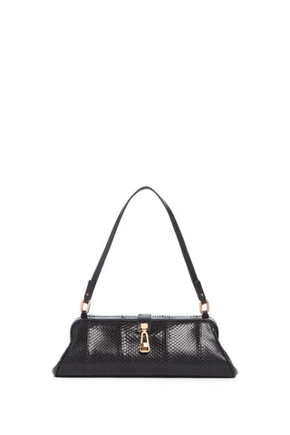 Black Snakeskin Paola Clutch - Shoulder Strap View | Gabriela Hearst