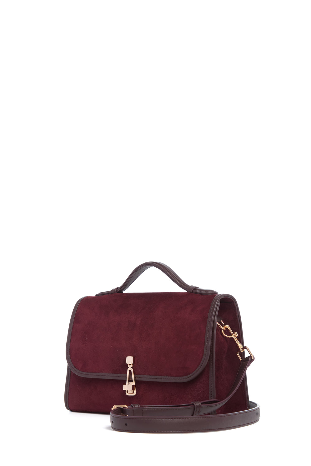 Medium Leonora Flap Bag in Bordeaux Suede