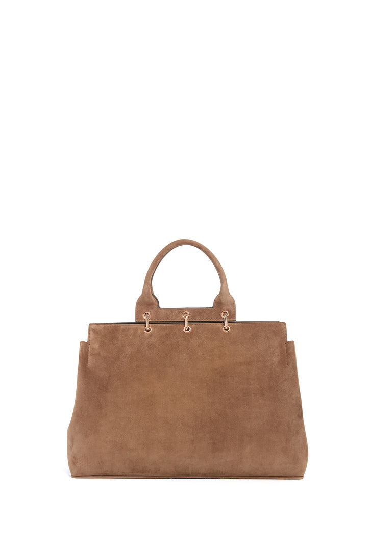 Large Amethyst Bag in Dark Sand Suede