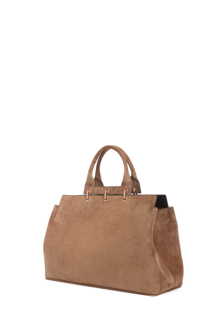 Large Amethyst Bag in Dark Sand Suede
