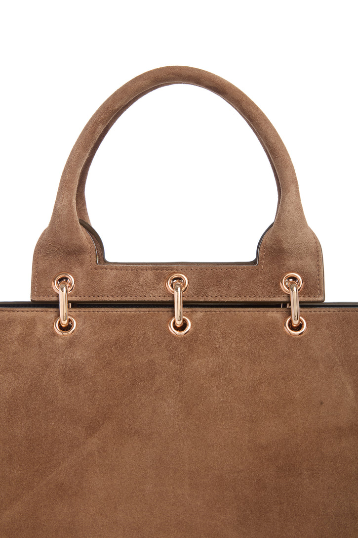 Large Amethyst Bag in Dark Sand Suede