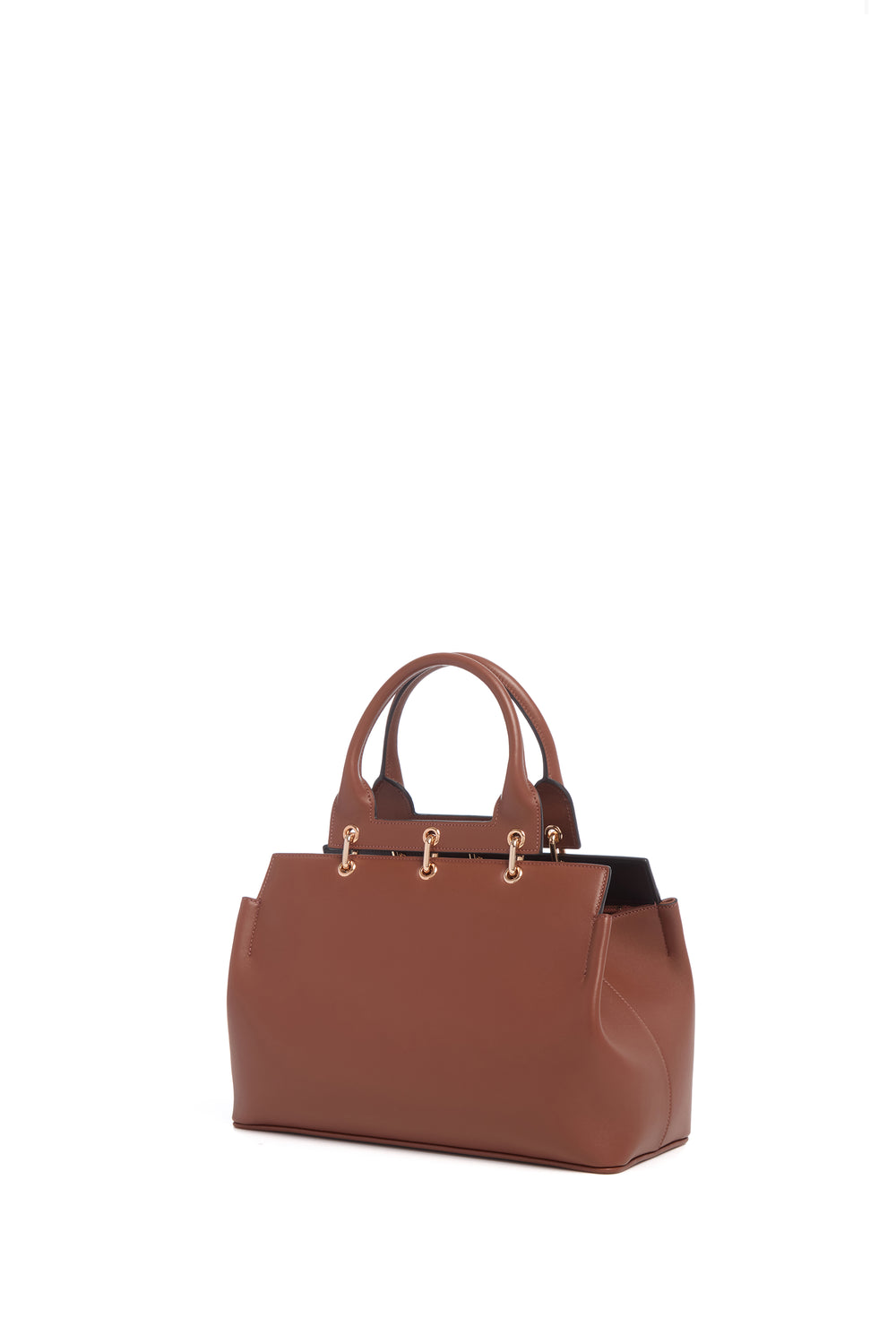 Small Amethyst Tote Bag in Cognac Nappa Leather