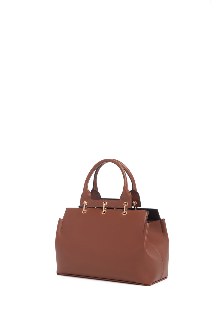 Small Amethyst Tote Bag in Cognac Nappa Leather