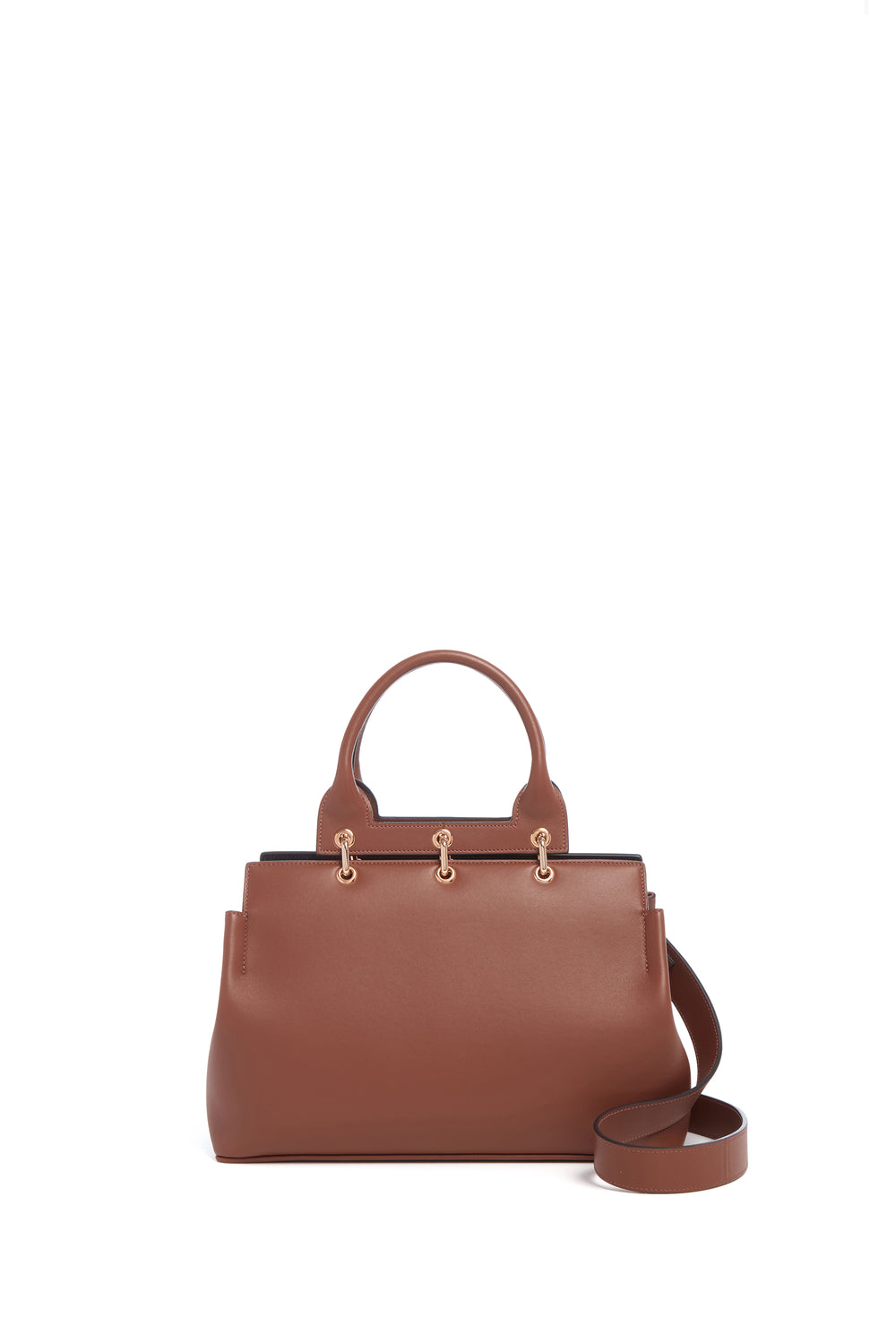 Small Amethyst Tote Bag in Cognac Nappa Leather