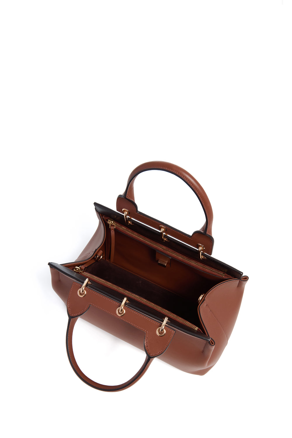 Small Amethyst Tote Bag in Cognac Nappa Leather
