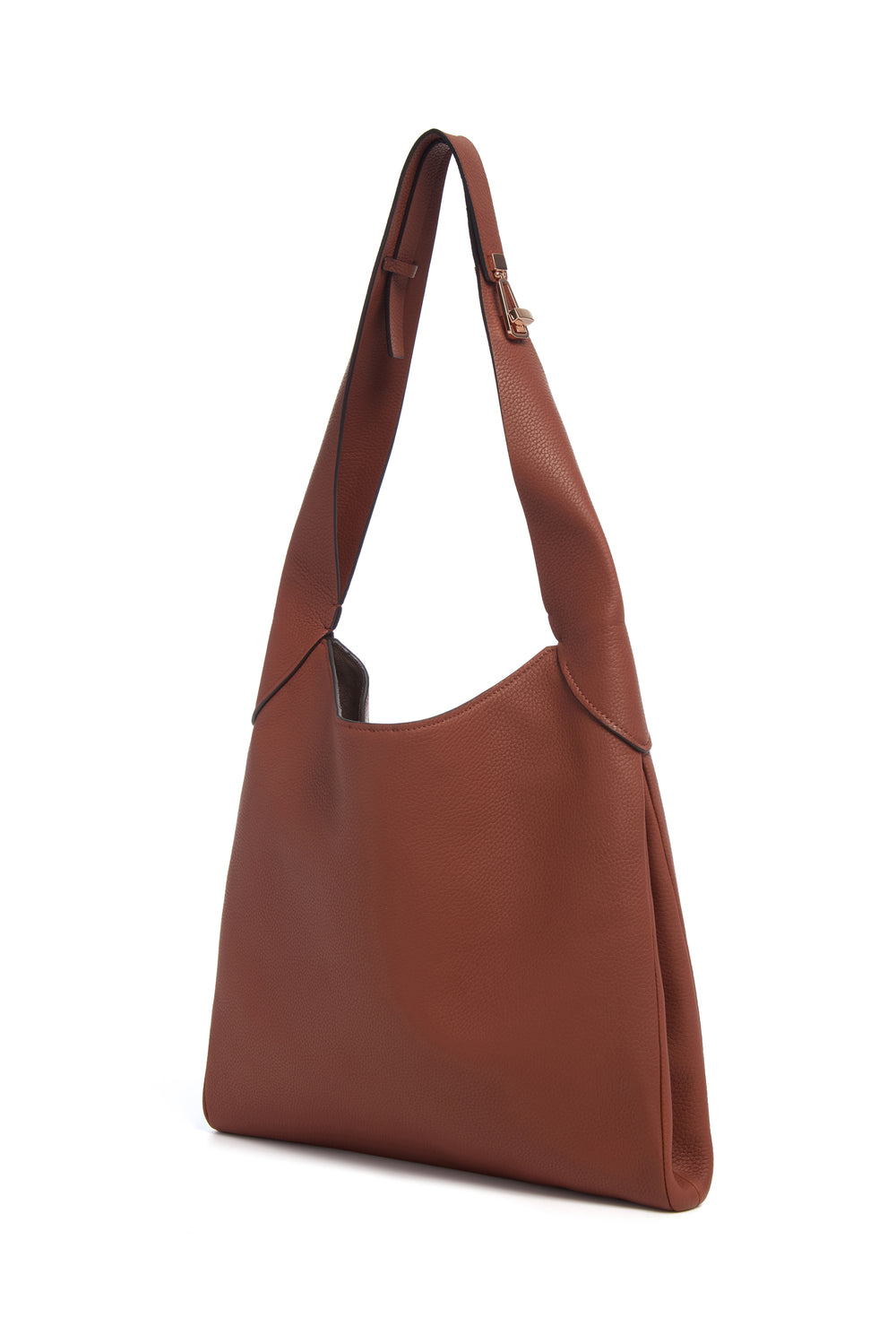 Small Hobo Bag in Cognac Textured Nappa Leather