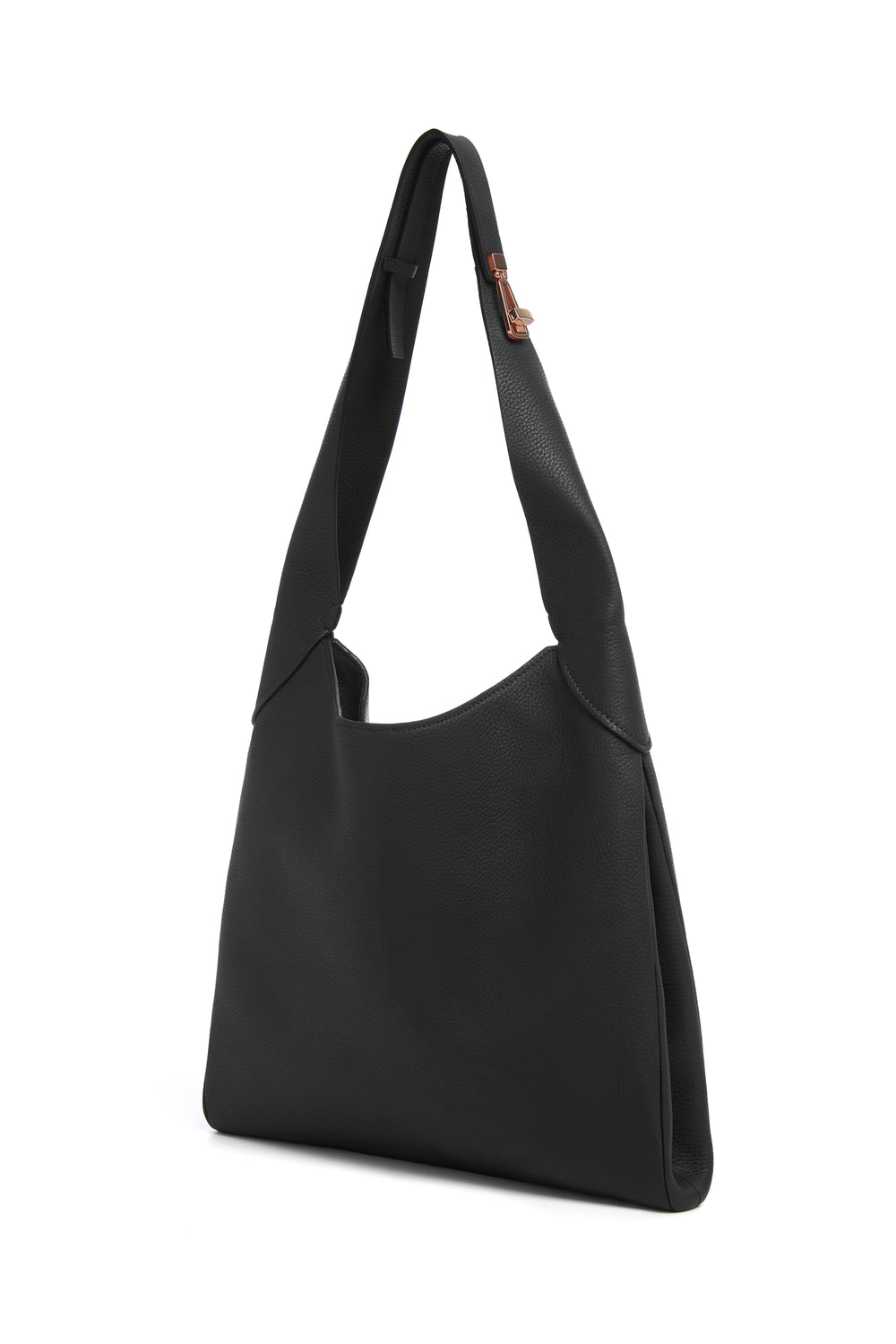 Small Hobo Bag in Black Textured Nappa Leather