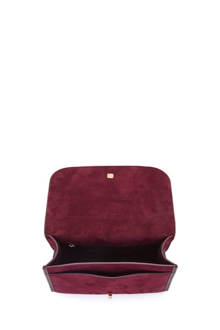 Medium Leonora Flap Bag in Bordeaux Suede