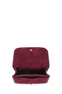 Medium Leonora Flap Bag in Bordeaux Suede