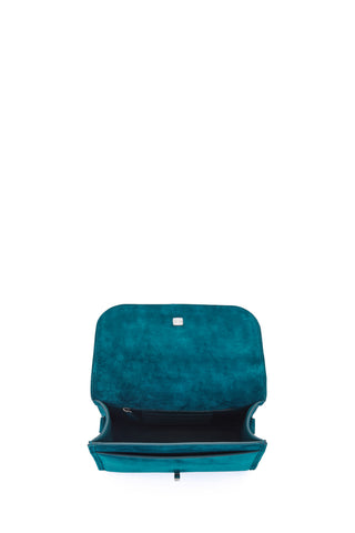 Bottle Green Suede Leonora Bag - Interior Detail with Pocket | Gabriela Hearst