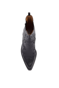 Cassidy Cowboy Ankle Boot in Black Leather
