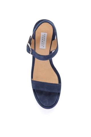 Navy Corduroy Platform Sandals - Top View Showing Insole | Gabriela Hearst