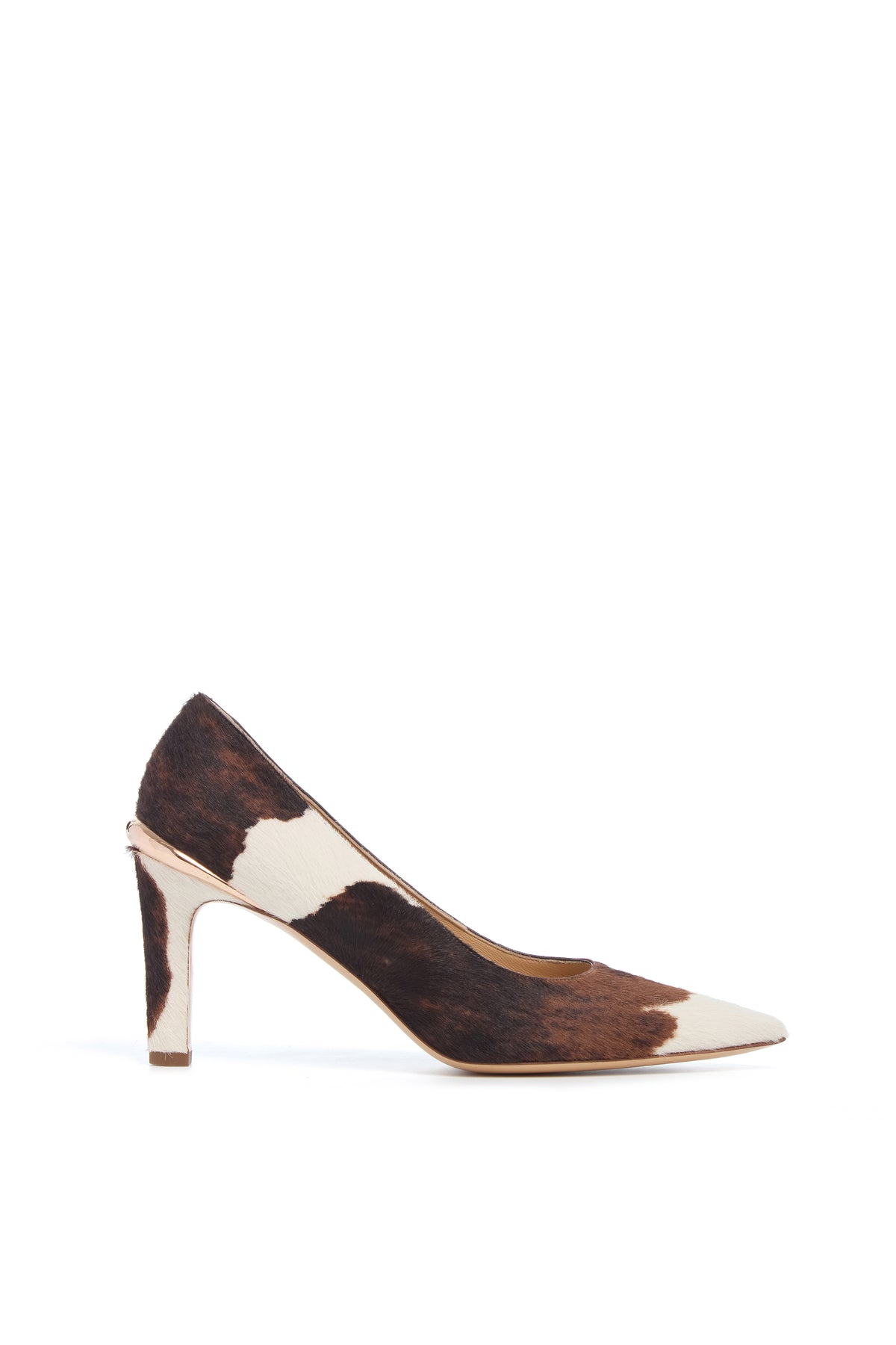 Edwina High Heel Stiletto Pump in Ivory Cognac Multi Printed Leather