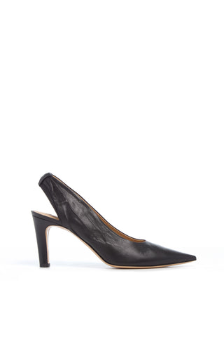 Black Leather Amari Slingback Pump - Side View | Gabriela Hearst