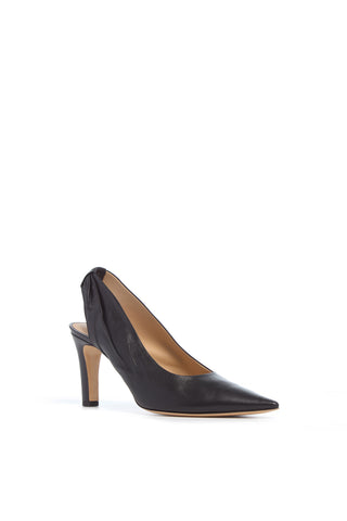 Black Leather Amari Slingback Pump - Three Quarter View | Gabriela Hearst