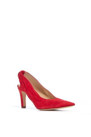 Scarlet Red Suede Amari Slingback Pump - Side Profile | Gabriela Hearst