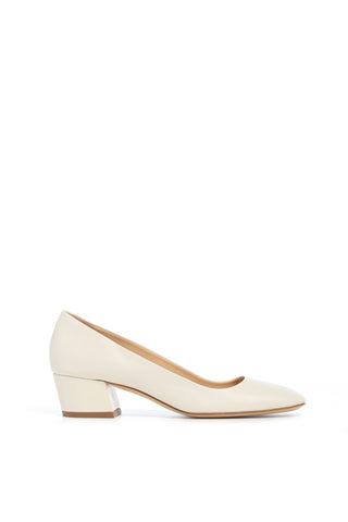 Ivory Goat Leather Agathe Low Heel Pump - Side Profile | Gabriela Hearst