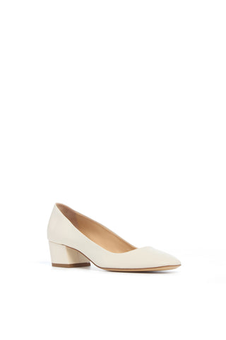 Ivory Leather Block Heel Pump - Front Three Quarter View | Gabriela Hearst