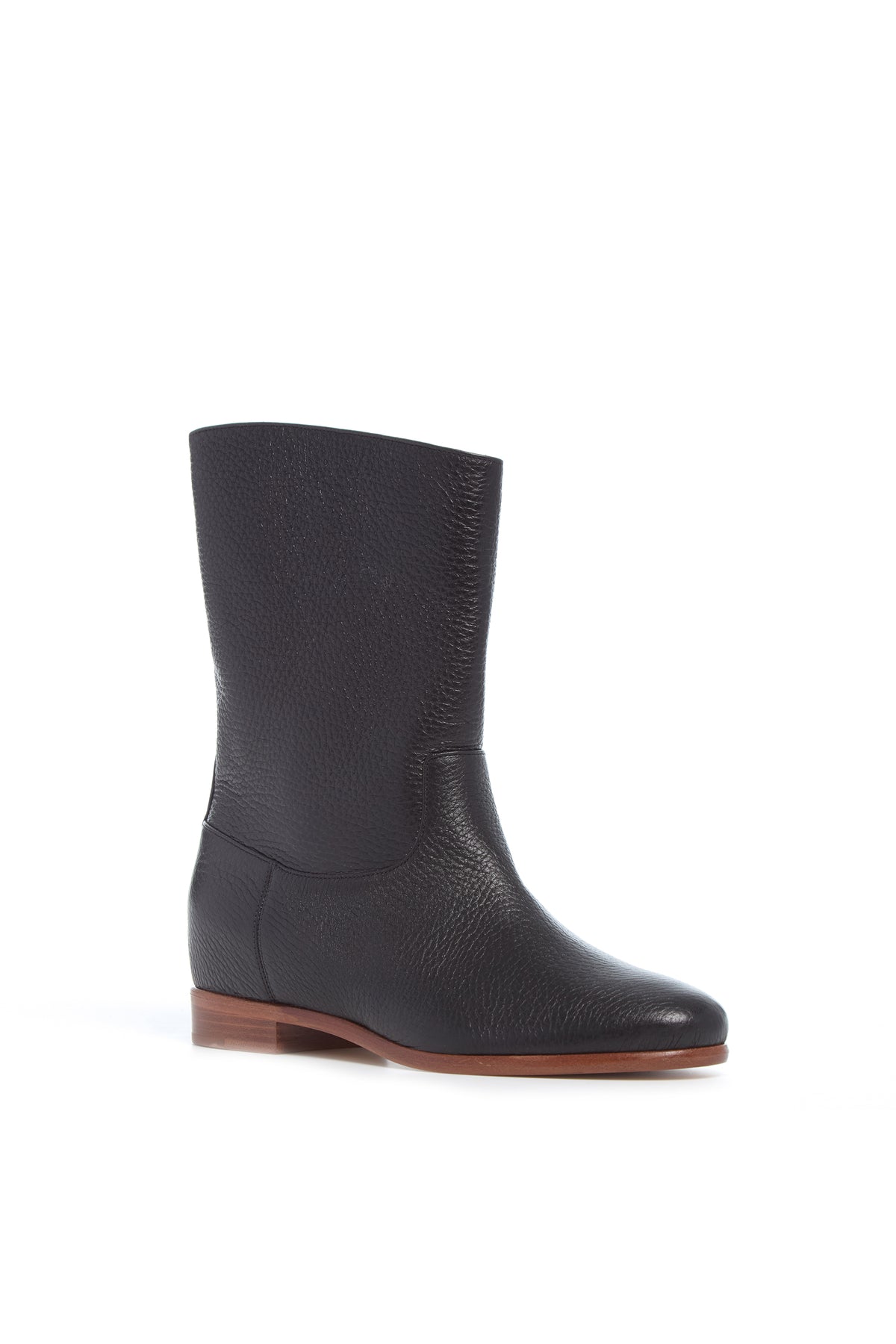 Tina Ankle Boot in Black Textured Leather