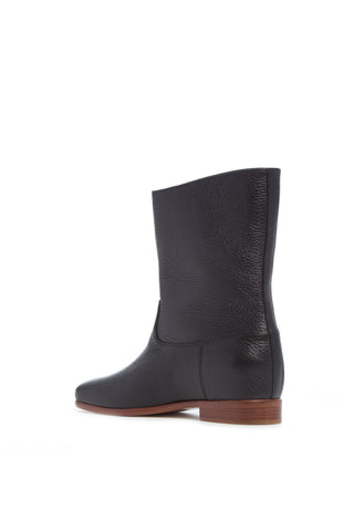 Black Textured Leather Tina Ankle Boot - Back Heel Detail | Gabriela Hearst