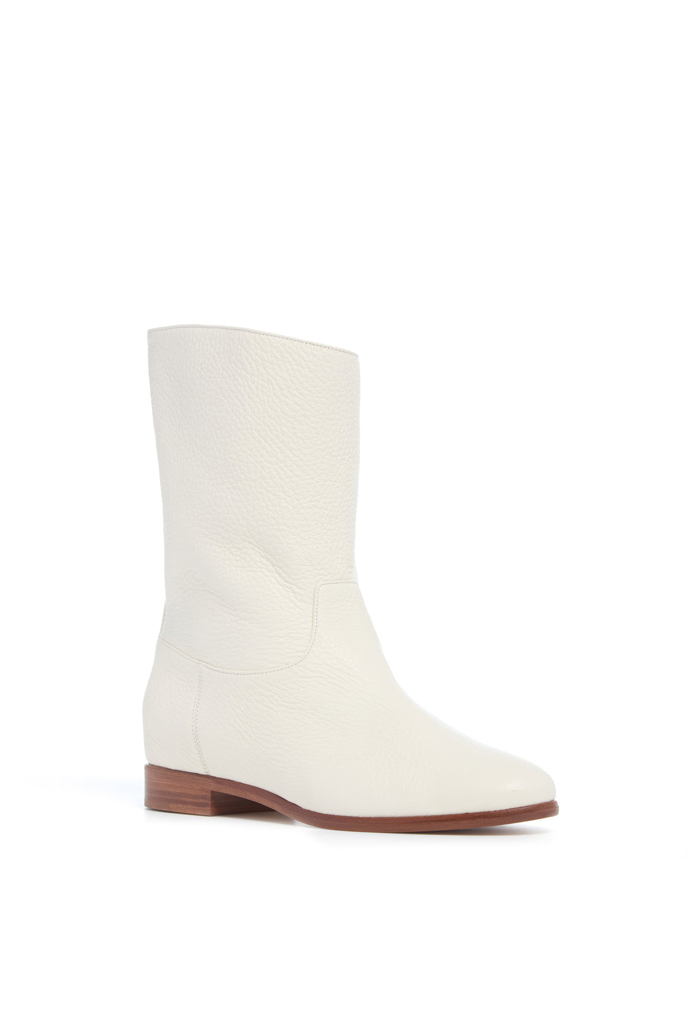 Tina Ankle Boot in Ivory Textured Leather