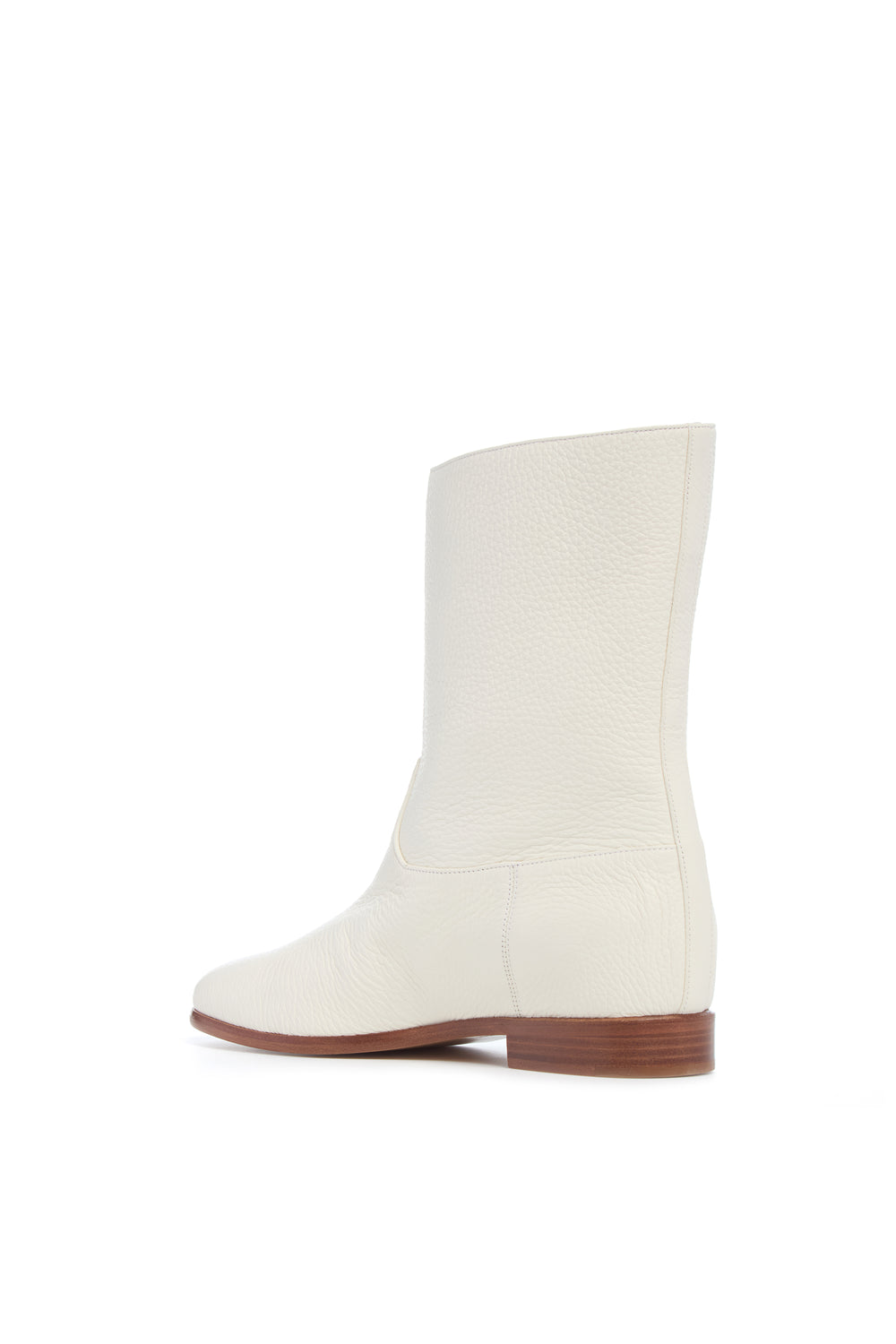Tina Ankle Boot in Ivory Textured Leather