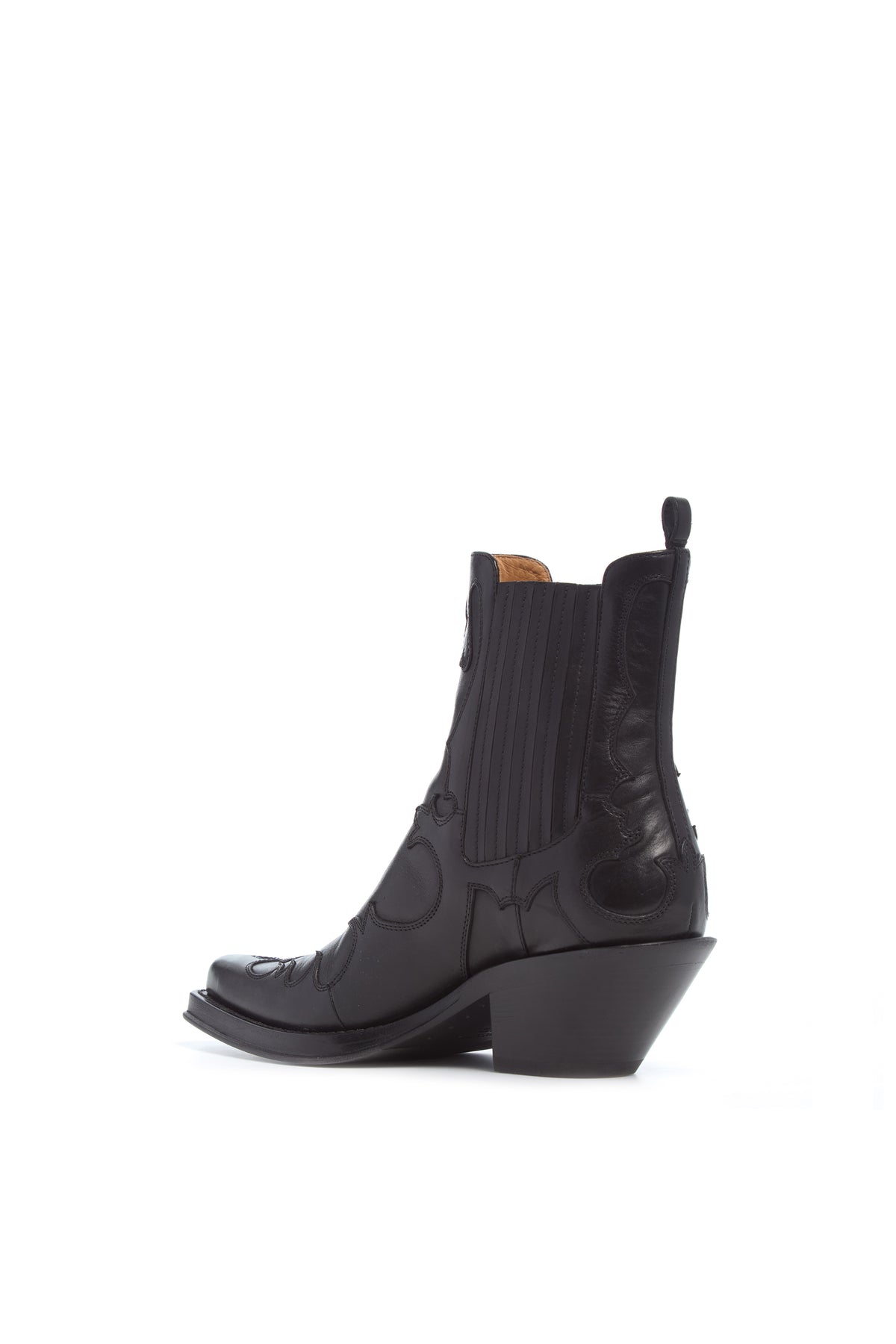 Cassidy Cowboy Ankle Boot in Black Leather