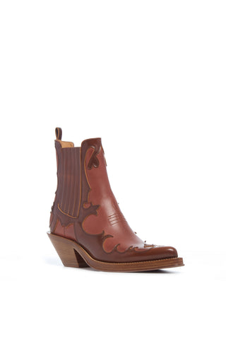 Cognac Calf Leather Designer Western Boots - Side Profile | Gabriela Hearst