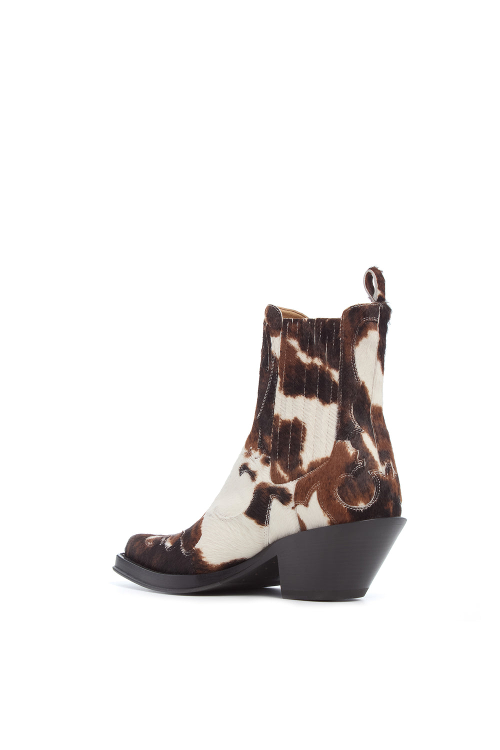 Cassidy Cowboy Ankle Boot in Ivory Cognac Multi Pony Hair