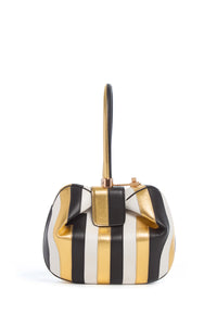 Nina Bag in Gold, Black & Ivory Stripes Nappa Leather