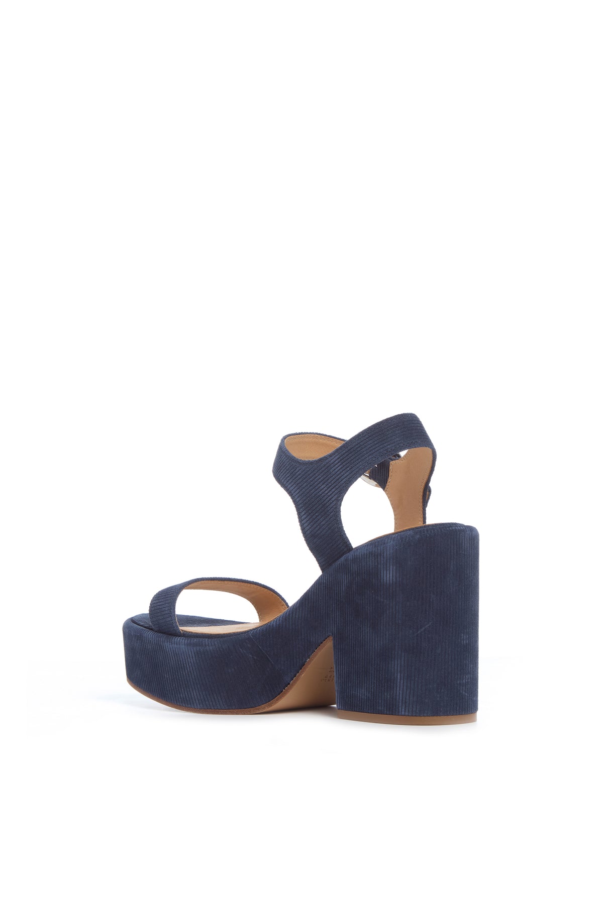 Iman Platform Sandal in Navy Suede Corduroy