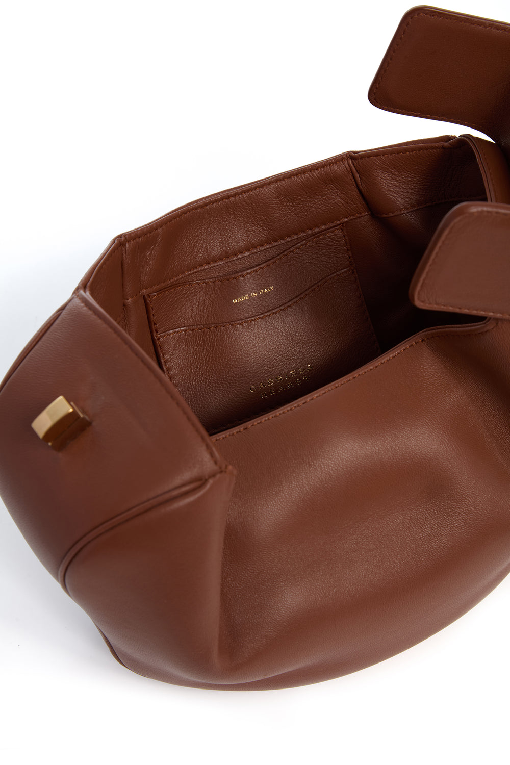 Nina Bag in Cognac Nappa Leather with Crocodile Leather Handle