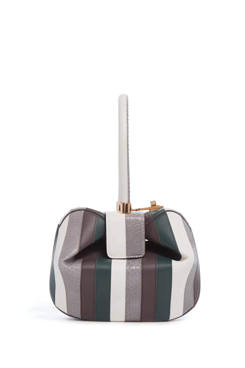 マルチストライプスネークスキン＆ナッパレザーのニナバッグ