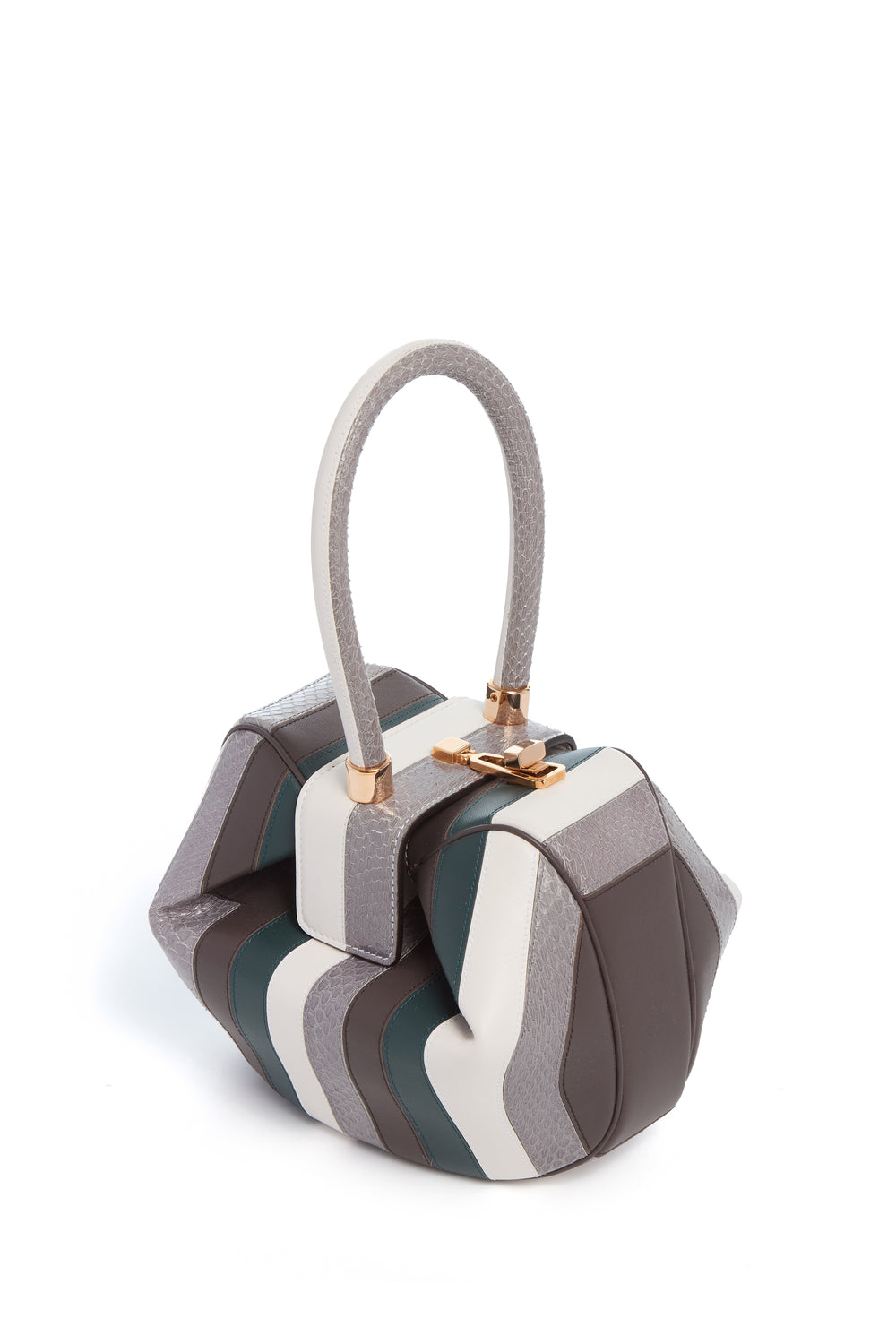 マルチストライプスネークスキン＆ナッパレザーのニナバッグ