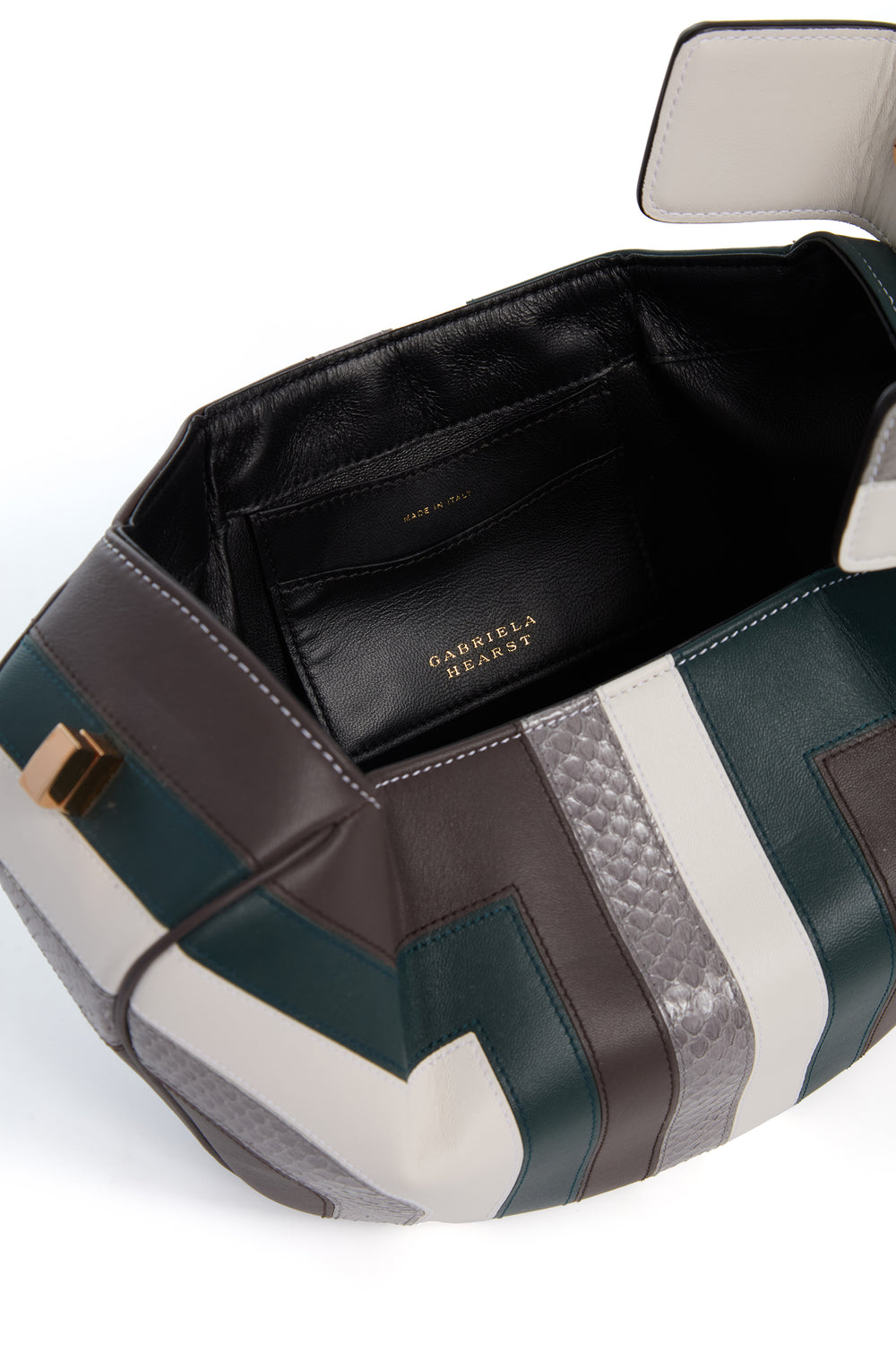 マルチストライプスネークスキン＆ナッパレザーのニナバッグ