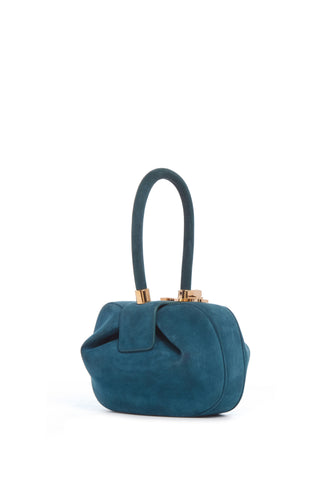 Teal Suede Demi Bag - Side Profile View | Gabriela Hearst