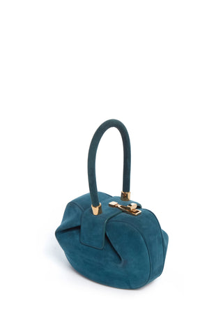 Teal Suede Demi Bag - Three Quarter Angle | Gabriela Hearst