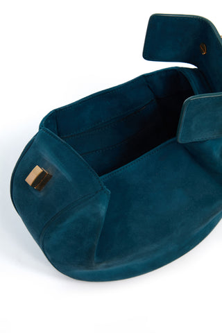 Teal Suede Demi Bag - Interior Detail Open View | Gabriela Hearst