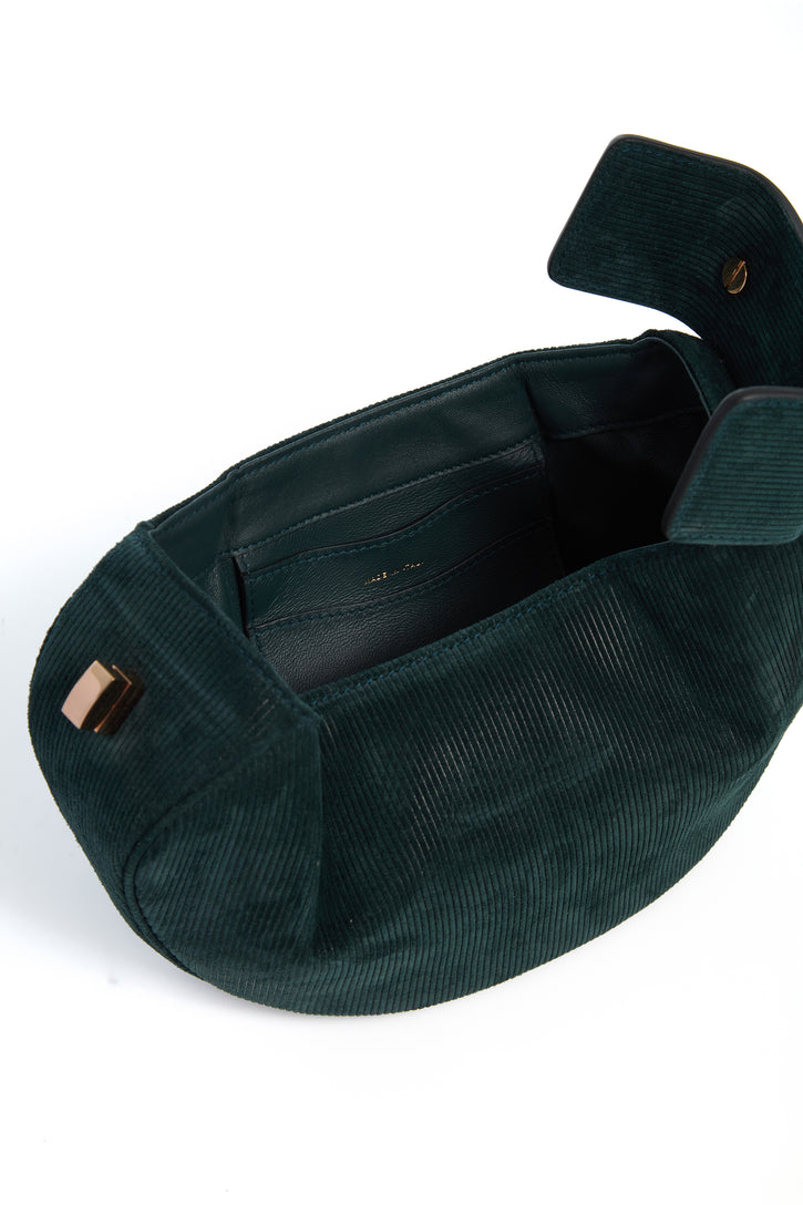 Demi Bag in English Green Suede Corduroy