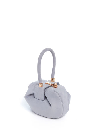 Lilac Suede Demi Bag - Side Profile with Top Handle | Gabriela Hearst