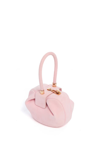 Powder Pink Suede Demi Bag - Side Angle with Rose Gold Hardware | Gabriela Hearst