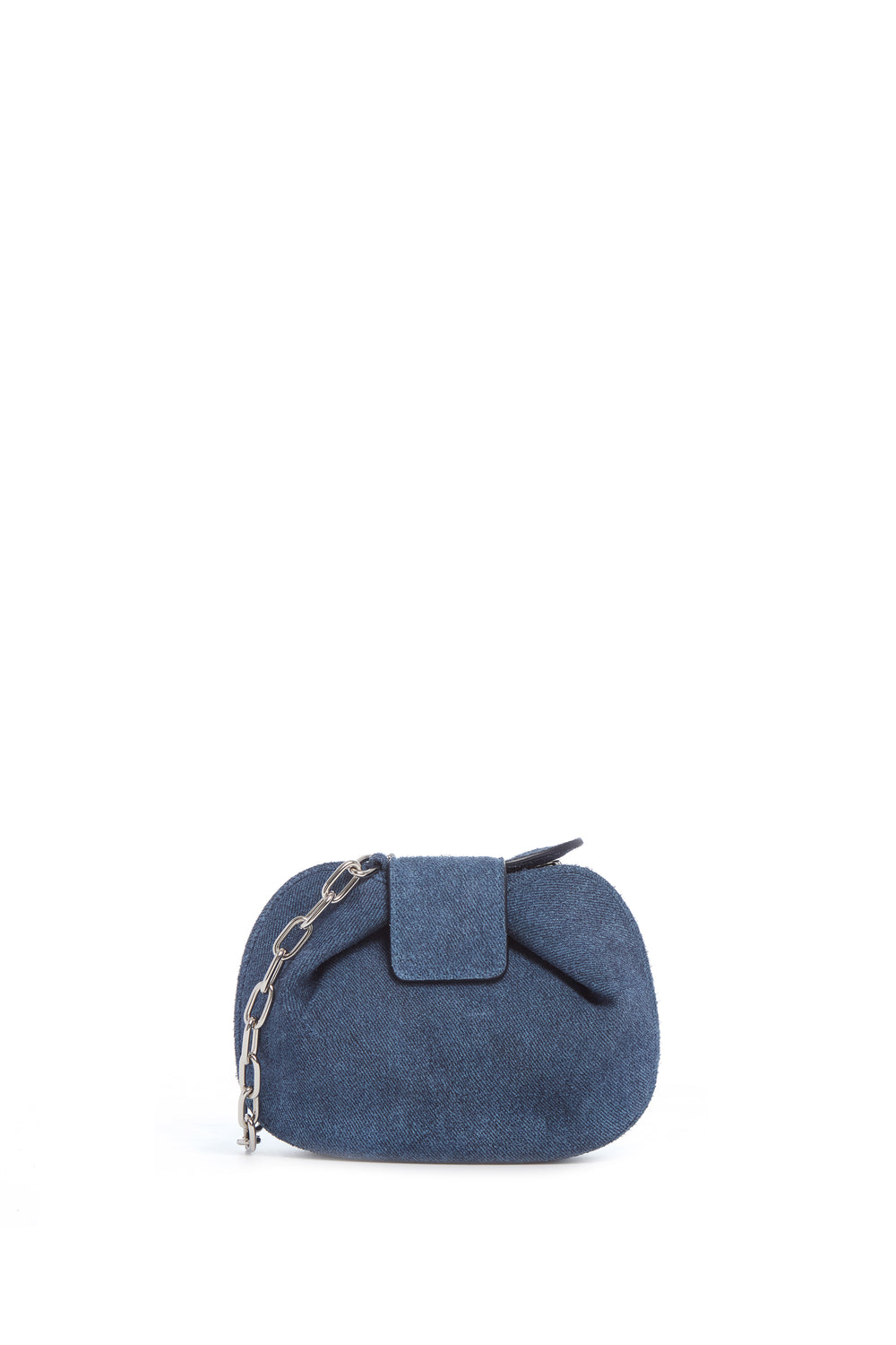 Soft Demi Clutch in Medium Blue Suede Denim