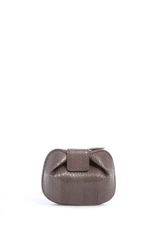 Charcoal Snakeskin Soft Demi Clutch - Front View | Gabriela Hearst