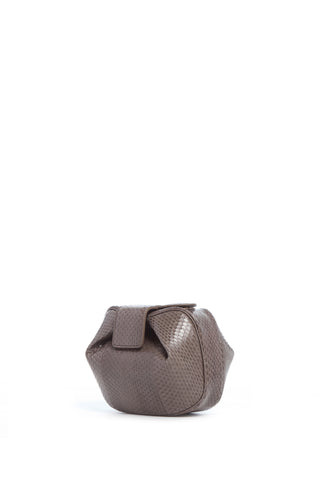 Charcoal Snakeskin Soft Demi Clutch - Side View | Gabriela Hearst