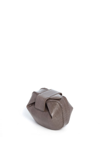 Charcoal Snakeskin Soft Demi Clutch - Three Quarter View | Gabriela Hearst