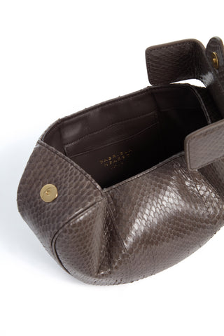 Charcoal Snakeskin Soft Demi Clutch - Interior Detail | Gabriela Hearst