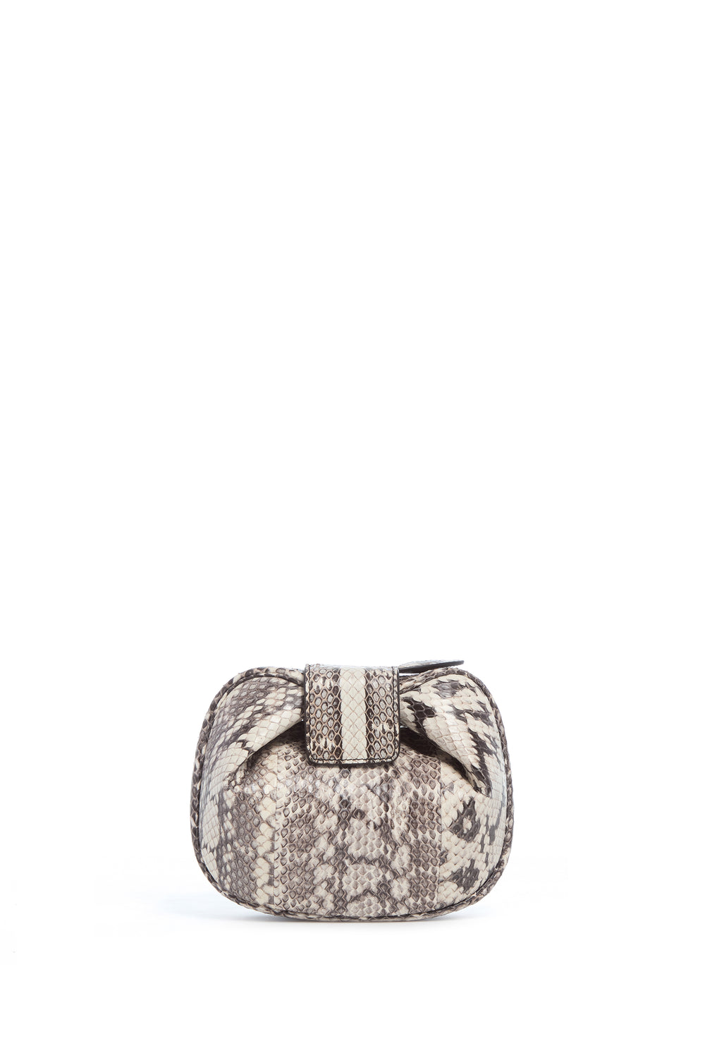 Soft Demi Clutch in Black & White Snakeskin