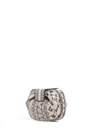 Soft Demi Clutch in Black & White Snakeskin