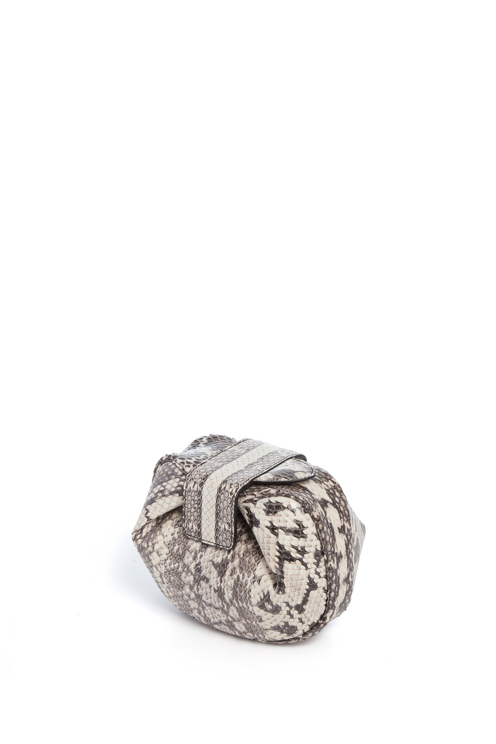 Soft Demi Clutch in Black & White Snakeskin